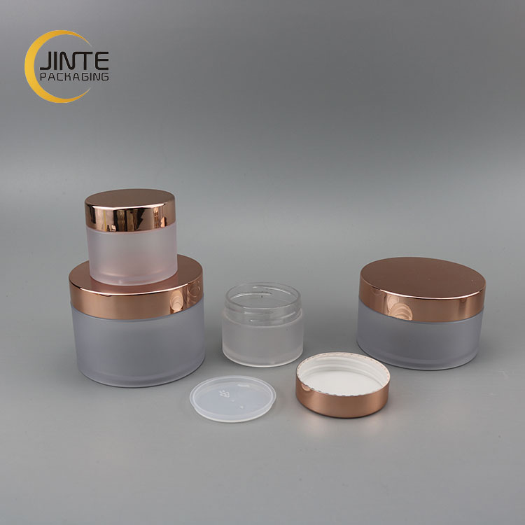 Skin Care Use Round Shape Eco-friendly PETG Container 5g Plastic Frost Jar with Rose Gold Cap