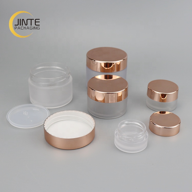 Skin Care Use Round Shape Eco-friendly PETG Container 5g Plastic Frost Jar with Rose Gold Cap
