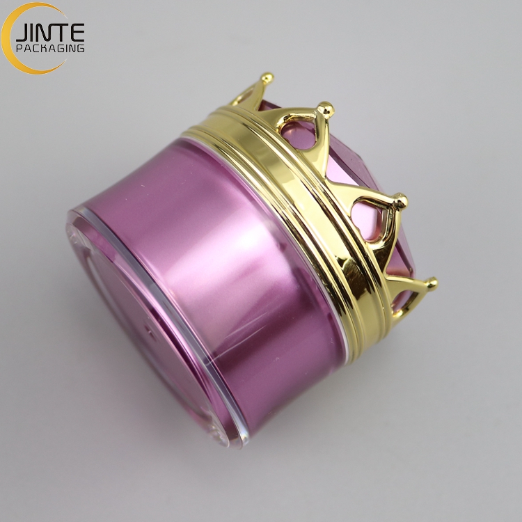 Skin Care Use and Acrylic Material Crown Shape Packaging, Pearl White Plastic Cosmetic Jar 5g 10g