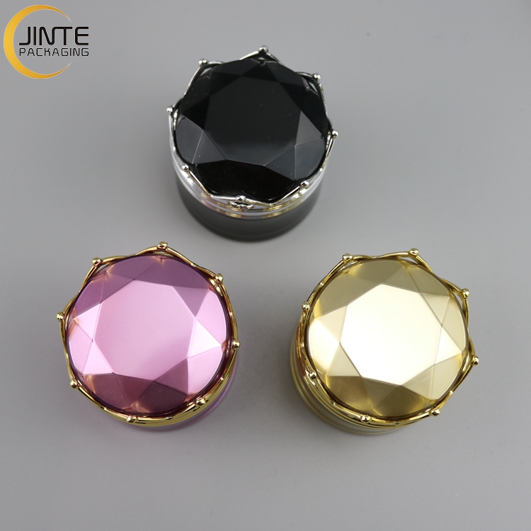 Skin Care Use and Acrylic Material Crown Shape Packaging, Pearl White Plastic Cosmetic Jar 5g 10g