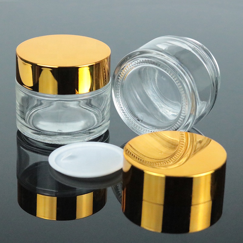 Skin Care100g Glass Jar Factory Clear Glass Cosmetic Jar With Gold Lid (GJM28)