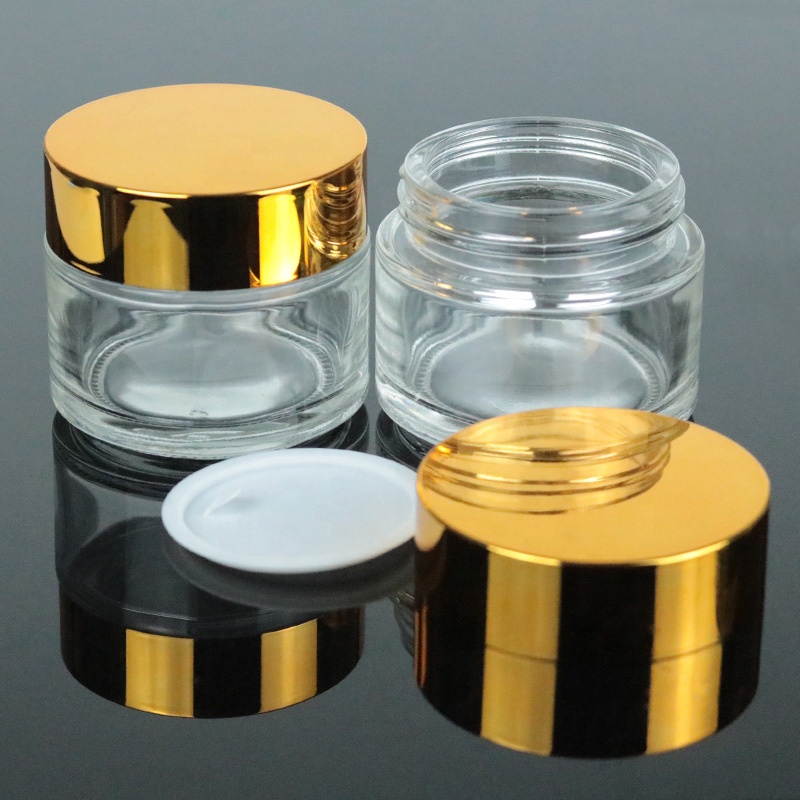 Skin Care100g Glass Jar Factory Clear Glass Cosmetic Jar With Gold Lid (GJM28)