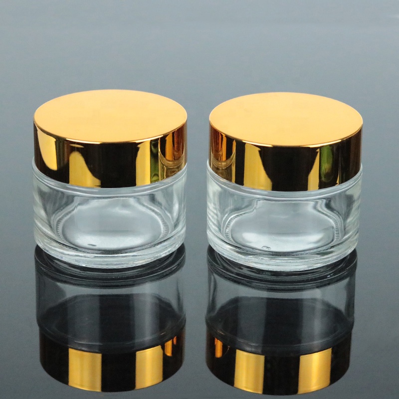 Skin Care100g Glass Jar Factory Clear Glass Cosmetic Jar With Gold Lid (GJM28)
