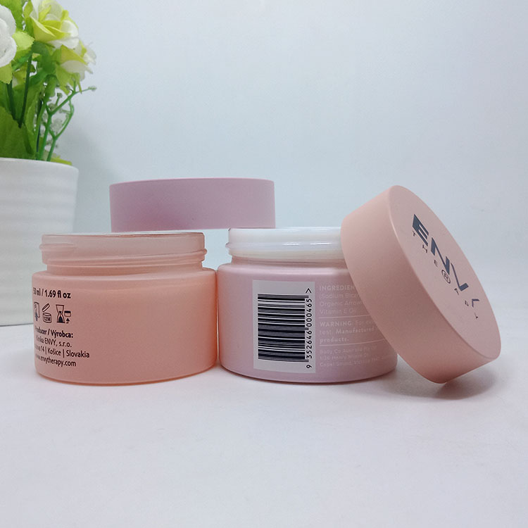 Skin care 30g 50g 100g opal pink and blue cream cosmetics glass jar packaging ceramic jar with plastic lid for container