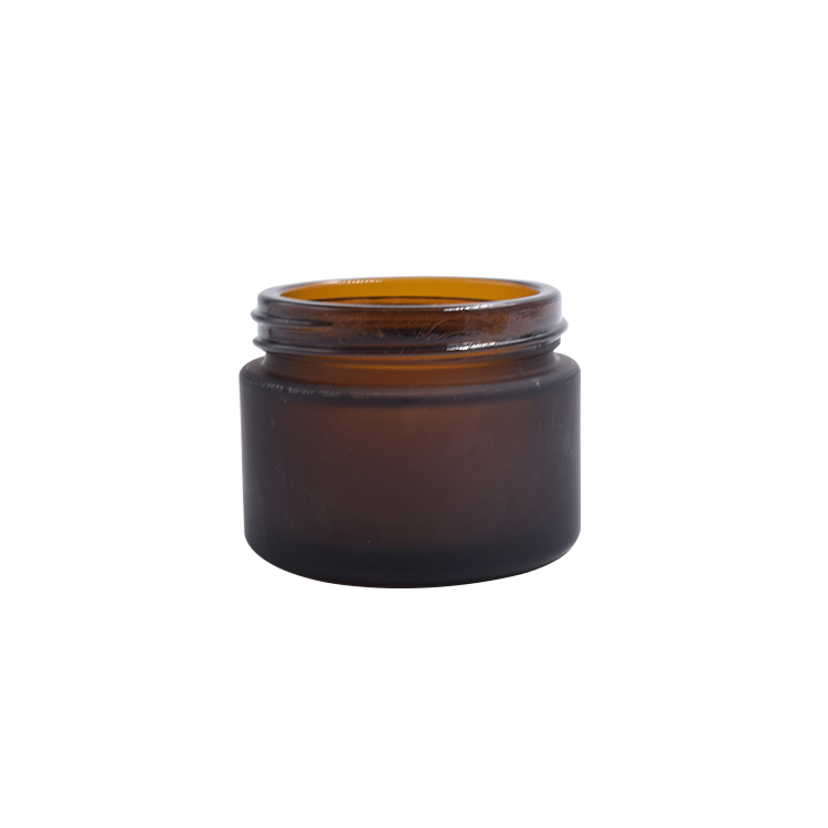 Skin care 30g 50g glass cosmetic jar frosted amber cosmetics glass jar with aluminum gold lid