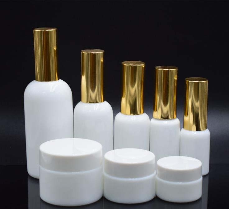 Skin care 50ml opal white slant shoulder cream cosmetics glass jar packaging ceramic jar for container