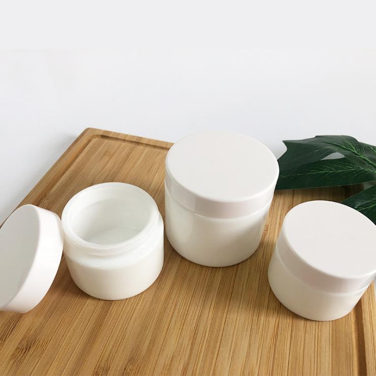 Skin care 50ml opal white slant shoulder cream cosmetics glass jar packaging ceramic jar for container