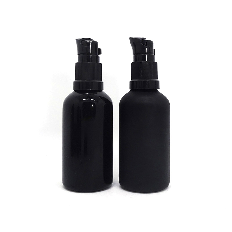 Skin care black ultraviolet glass cream gel jar uv lotion bottle