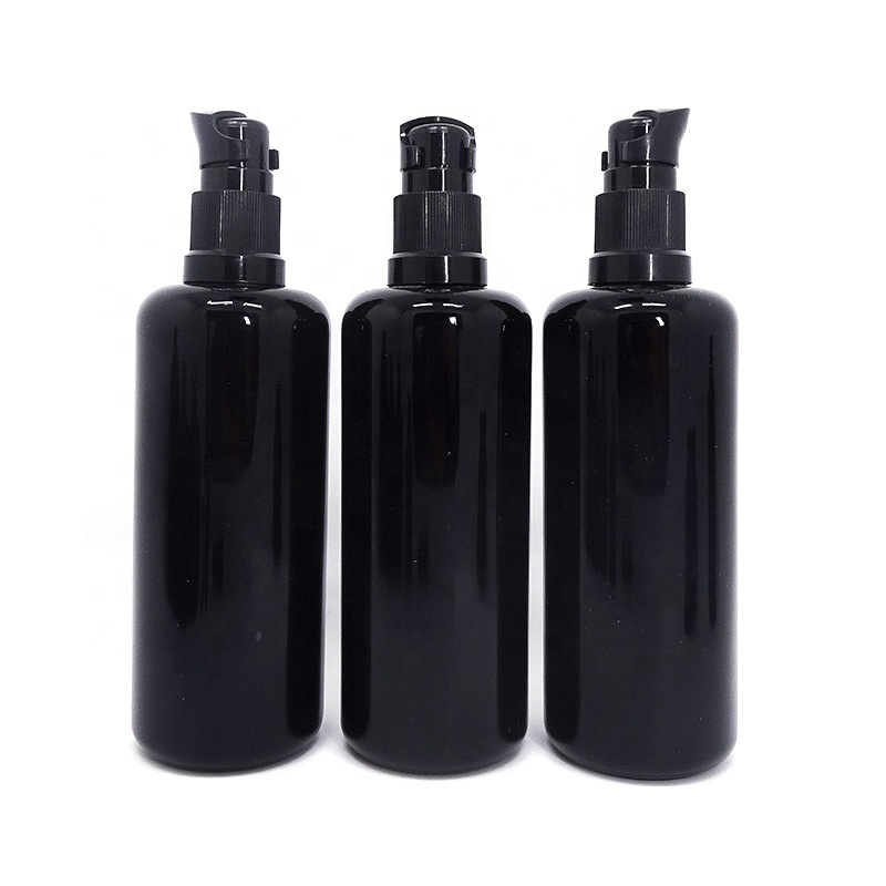 Skin care black ultraviolet glass cream gel jar uv lotion bottle