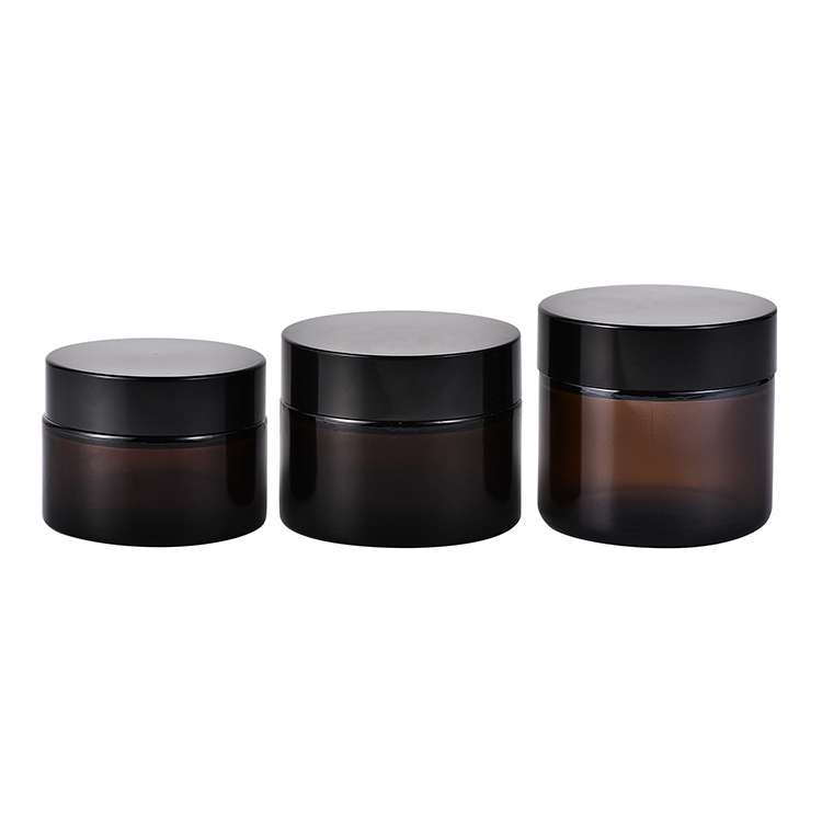 Skin care cosmetic 20g 30g 50g high quality amber porcelain cream jar  with black plastic screw cap
