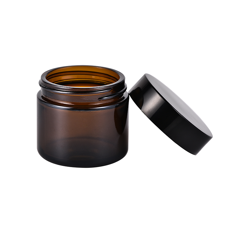 Skin care cosmetic 20g 30g 50g high quality amber porcelain cream jar with black plastic screw cap