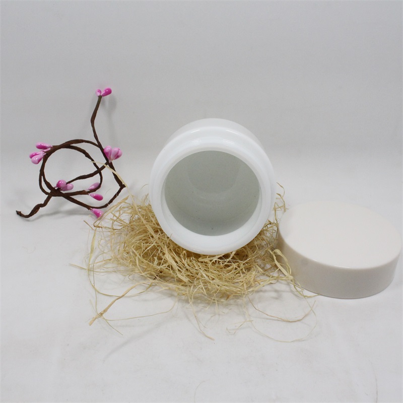 Skin care cosmetic high quality white porcelain ceramic cream jar with white plastic screw cap cosmetic jar