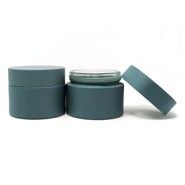 Skin care cream 15g 30g 50g frosted color custom glass container cosmetic packaging jar