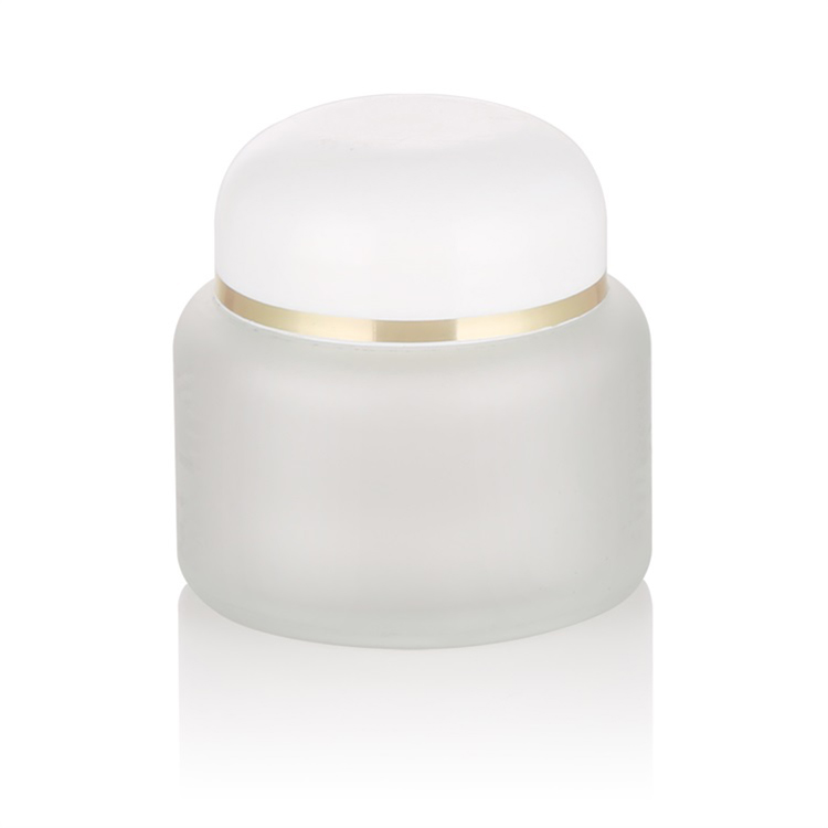 Skin care cream 15g 30g 50g glass cosmetic packaging frosted glass jar with plastic lid