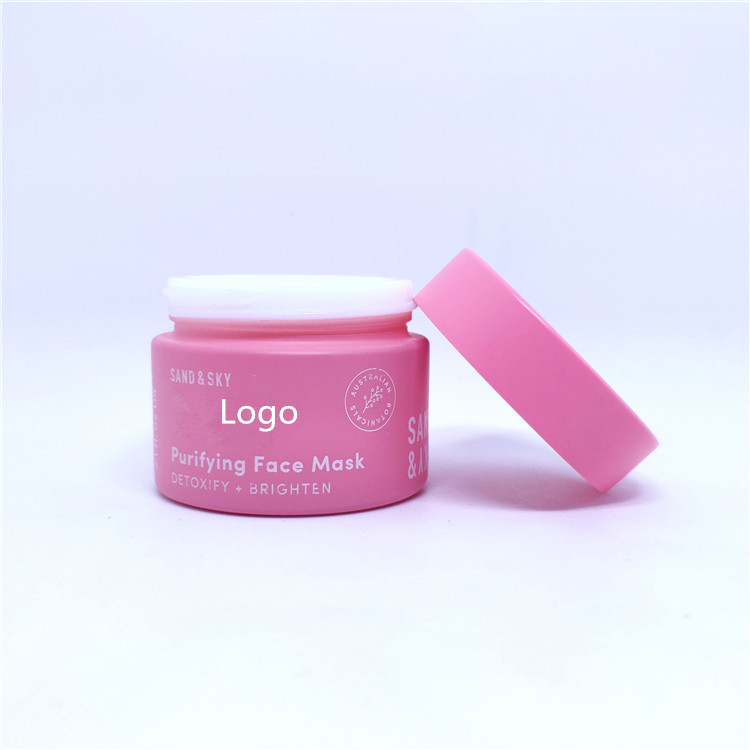 Skin care cream clay mask jar metallic pink lid 50g 100g frosted glass cosmetic jar
