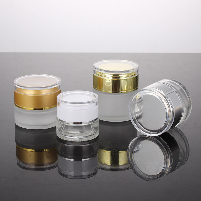 Skin care cream packaging containers 20ml 30ml 50ml frosted glass cream jar with aluminum lid