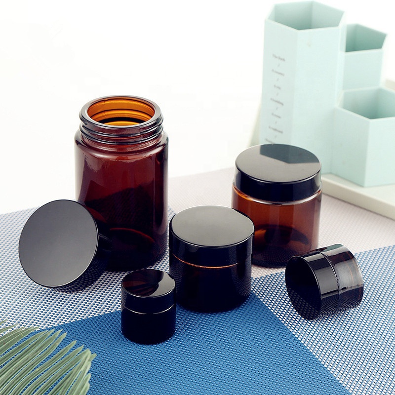 Skin care cream packaging containers 240ml cosmetic glass jar amber glass jar 4oz