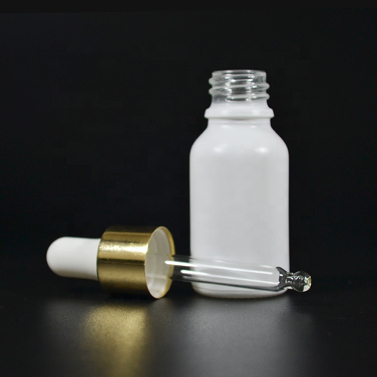 Skin care massage oil 15ml 20ml 30ml 50ml 100ml matte frosted white glass dropper bottle with gold dripper top wholesales
