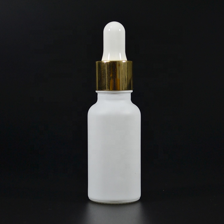 Skin care massage oil 15ml 20ml 30ml 50ml 100ml matte frosted white glass dropper bottle with gold dripper top wholesales