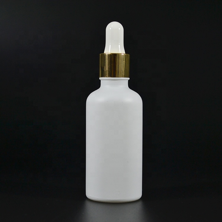 Skin care massage oil 15ml 20ml 30ml 50ml 100ml matte frosted white glass dropper bottle with gold dripper top wholesales