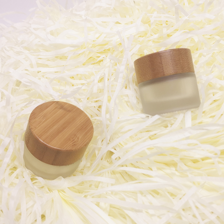 Skin care packaging 10ml mini small frosted glass lip scrub container with bamboo lid