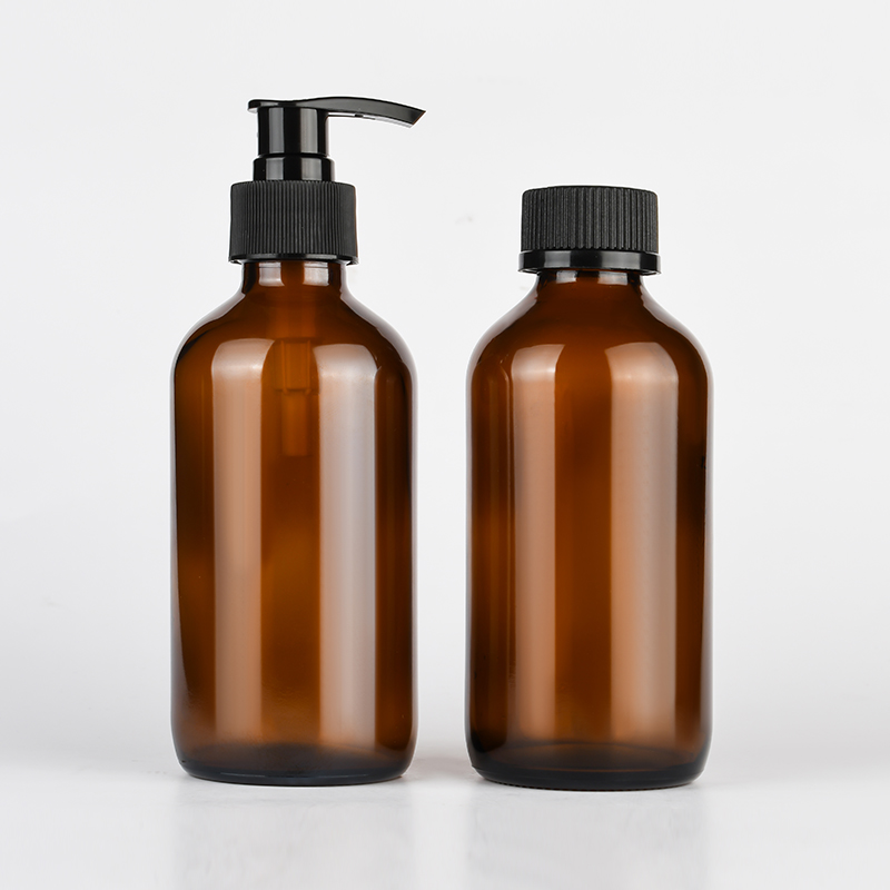Skin care packaging 250ml 500ml amber boston glass Trigger sprayer bottle with pet plastic spray cap