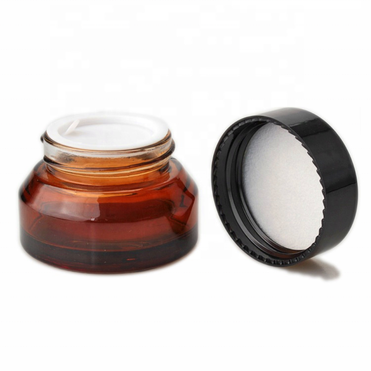 Skin care packaging amber glass cosmetic jar skin cream jar glass containers cosmetics