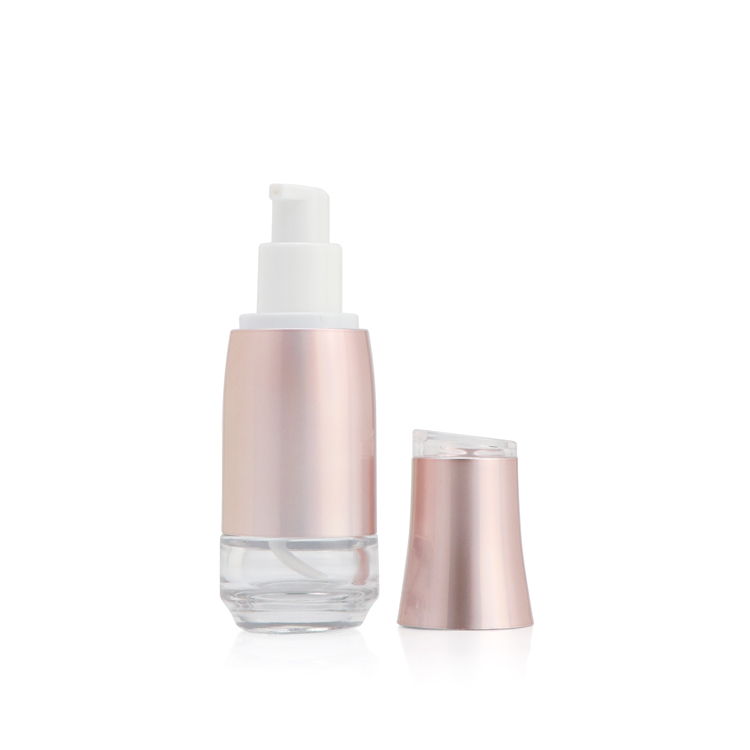 Skin care packaging cosmetic glass bottle cream jar with rose gold pump lid