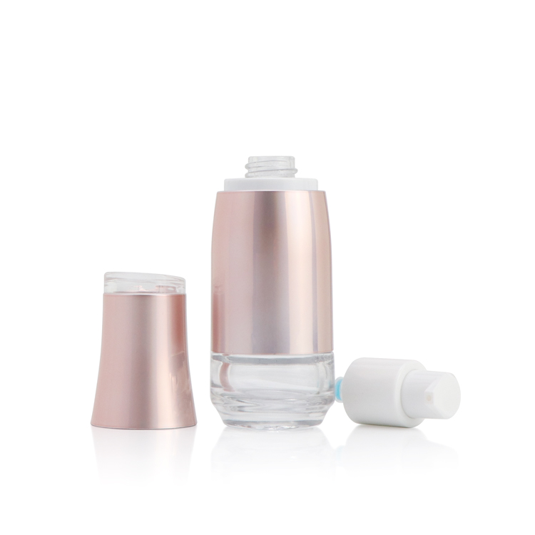 Skin care packaging cosmetic glass bottle cream jar with rose gold pump lid