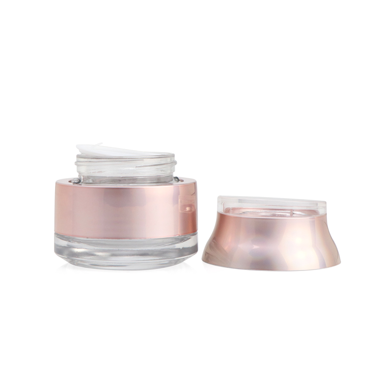 Skin care packaging cosmetic glass bottle cream jar with rose gold pump lid