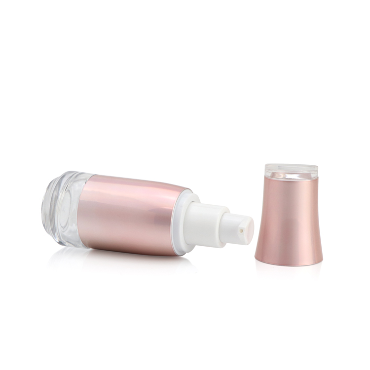 Skin care packaging cosmetic glass bottle cream jar with rose gold pump lid