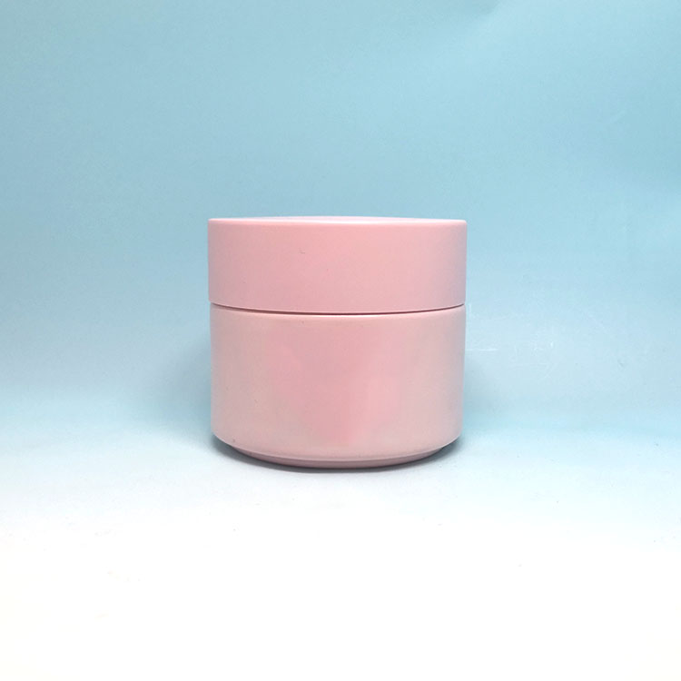 Skin care packaging face clay mask container 100g matte pink porcelain glass jars with pink frosted lids