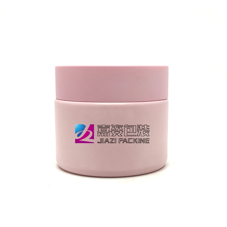 Skin care packaging face clay mask container 100g matte pink porcelain glass jars with pink frosted lids