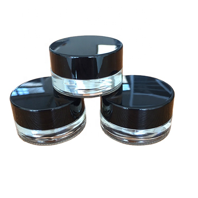 Skin care packaging glass jar 5g cream jar with black cover cute jars cosmetic LA002