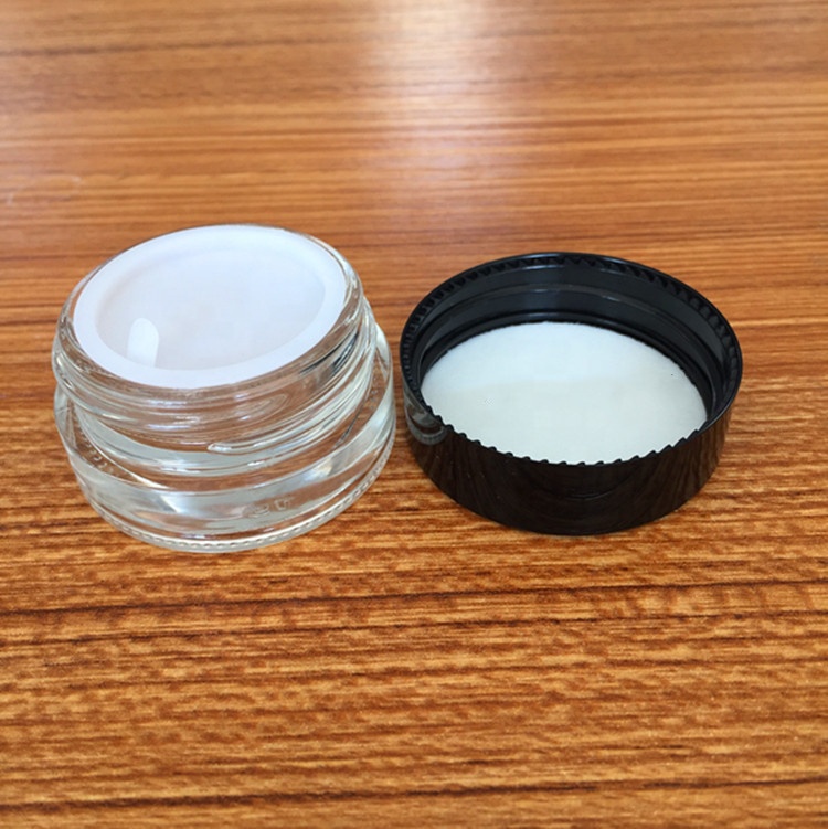 Skin care packaging glass jar 5g cream jar with black cover cute jars cosmetic LA002