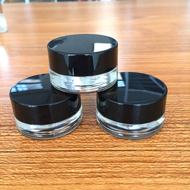 Skin care packaging glass jar 5g cream jar with black cover cute jars cosmetic LA002