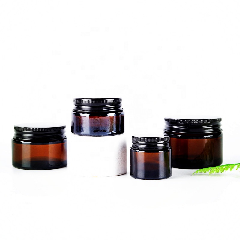 Skin care packaging wholesale 8oz amber glass jar with lid cosmetic jar 100ml