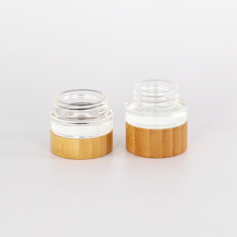 Skin care packing 15g 30g 50g 100g cosmetic clear glass jar with bamboo lid