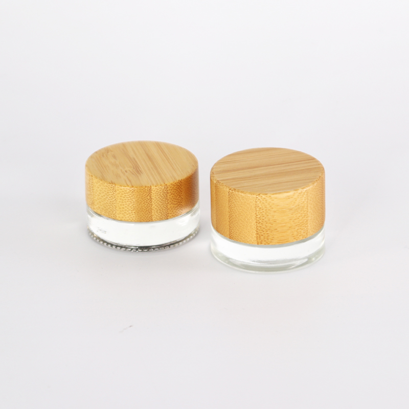 Skin care packing 15g 30g 50g 100g cosmetic plastic cylinder container face eye cream acrylic jars pot with bamboo wooden lid