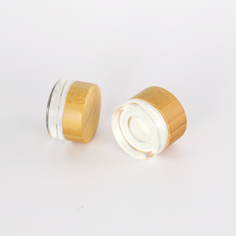 Skin care packing 15g 30g 50g 100g cosmetic plastic cylinder container face eye cream acrylic jars pot with bamboo wooden lid