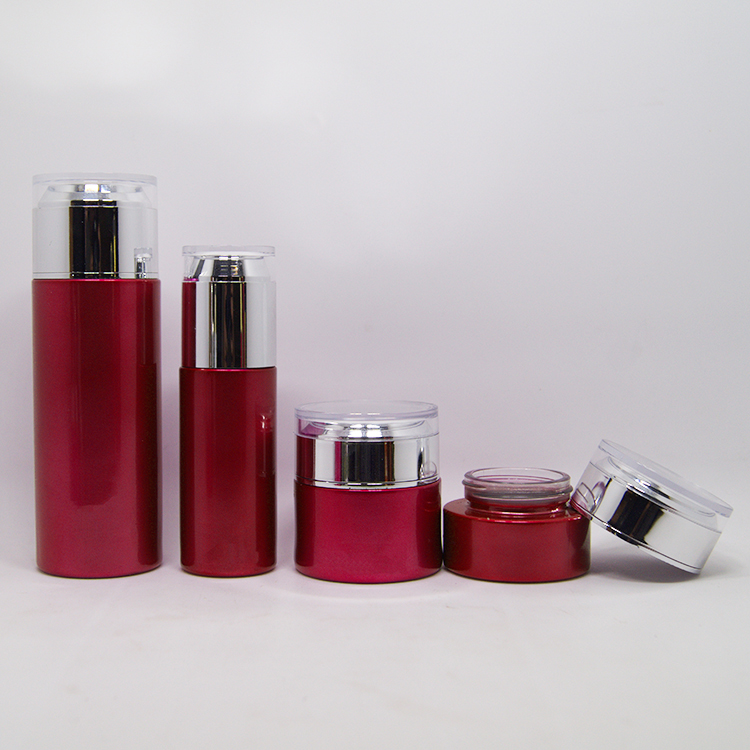 Skin care set packing unique 20g 30g 50g acrylic lotion bottle cosmetic glass jar
