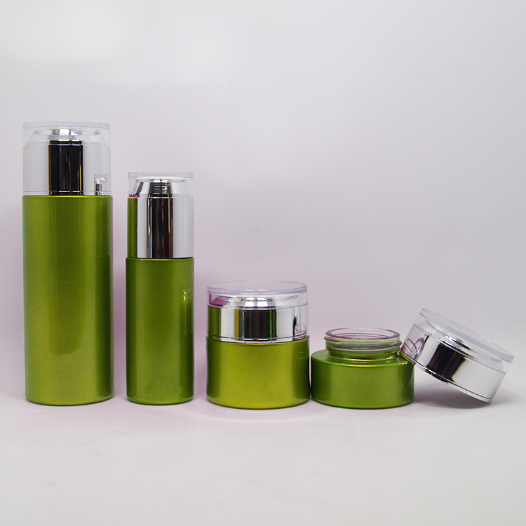 Skin care set packing unique 20g 30g 50g acrylic lotion bottle cosmetic glass jar
