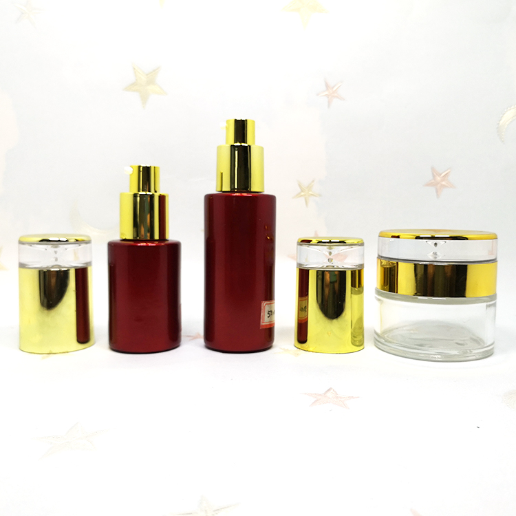 Skin care set packing unique 20g 30g 50g acrylic lotion bottle cosmetic glass jar