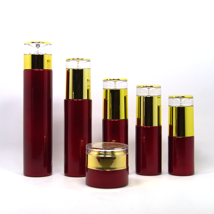 Skin care set packing unique 20g 30g 50g acrylic lotion bottle cosmetic glass jar