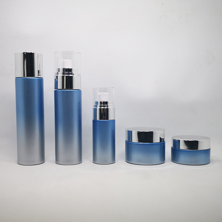 Skin care set packing unique 20g 30g 50g acrylic lotion bottle cosmetic glass jar