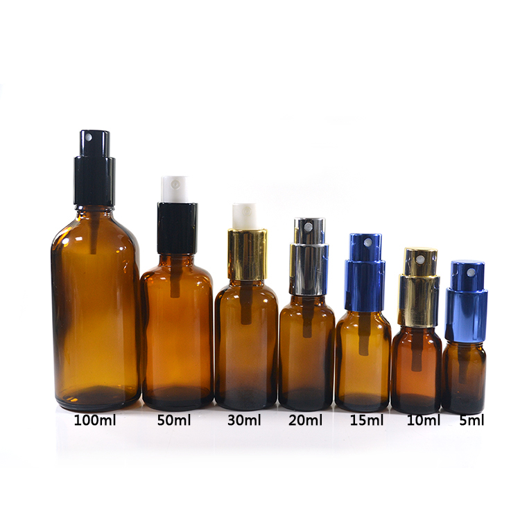 Skin care subpackage amber glass essential oil bottle cosmetic roll on perfume container and cream jars