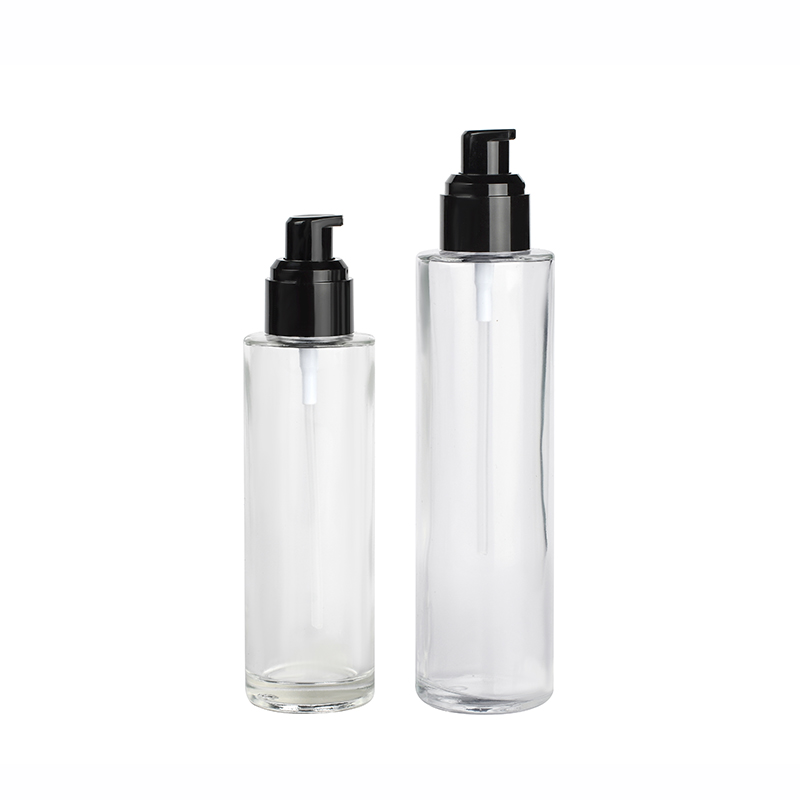 Skin care toner 30ml 50ml 60ml 100ml 120ml frosted clear glass bottle with plastic lotion pump