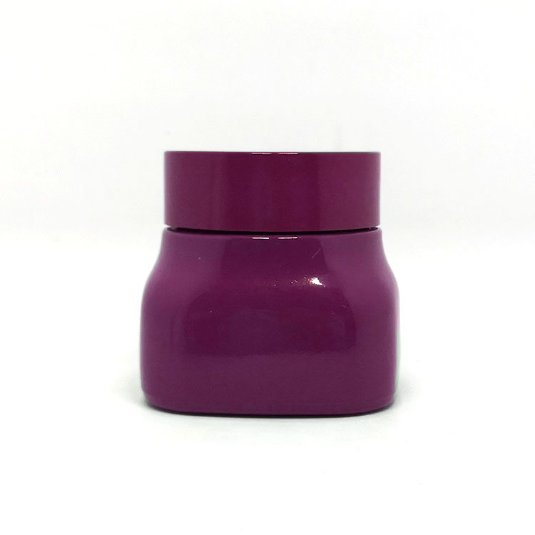 Skin cream packaging white porcelain 50ml purple frosted cosmetic porcelain glass jar with purple lid