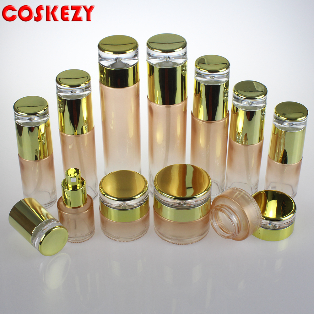 Skincare 20ml 30ml 50ml 60ml 80ml 100ml 120ml Empty Glass Serum Pump Bottle for Set, High Quality 20g 30g 50g Cosmetic Jar Glass