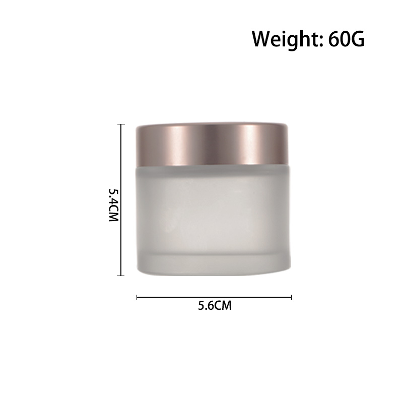 Skincare Cosmetic Face Packaging 1OZ 2OZ 3OZ Frost Glass Cream Jar With Rose Gold Lid